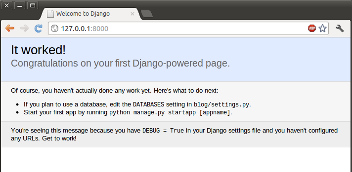 Django Start Screen
