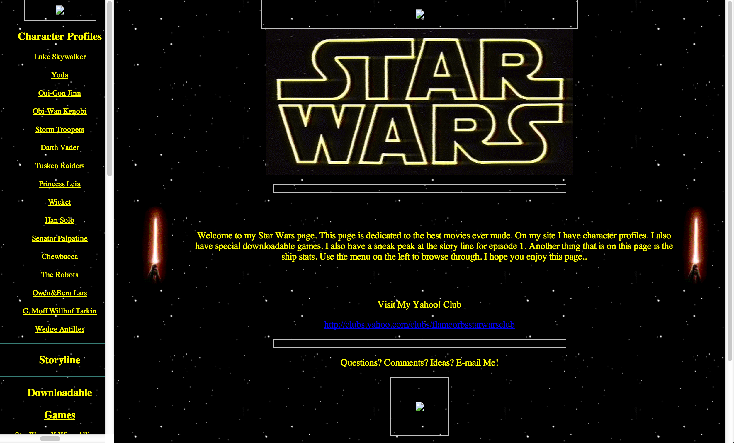 Star Wars Restoration: Main site with background
